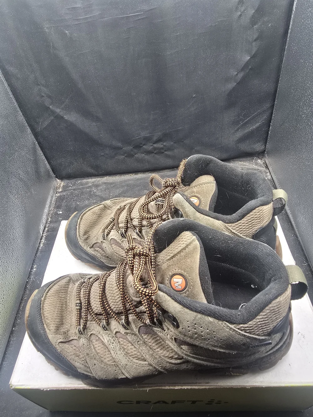 Merrell Olive Brown Men's Hiking Boots with Brown Laces